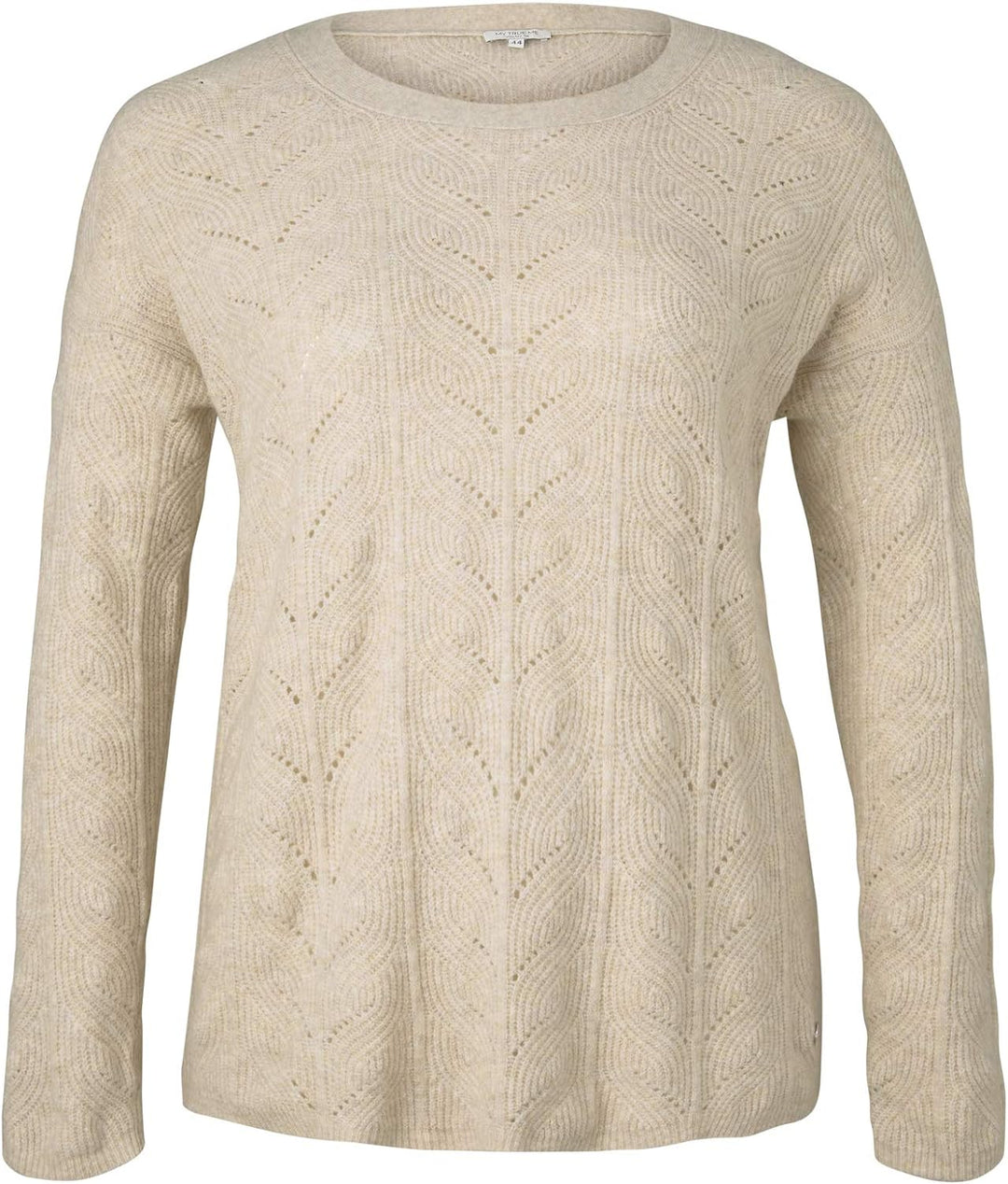 TOM TAILOR My True ME Damen Pullover & Strickjacken Pullover mit Zopfstrickmuster Sand Dune Melange,