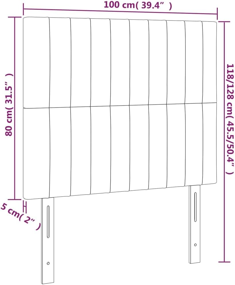 vidaXL Kopfteil 2 STK., Bettkopfteil mit Holzbeinen, Höhenverstellbar Polsterkopfteil für Bett, Bett