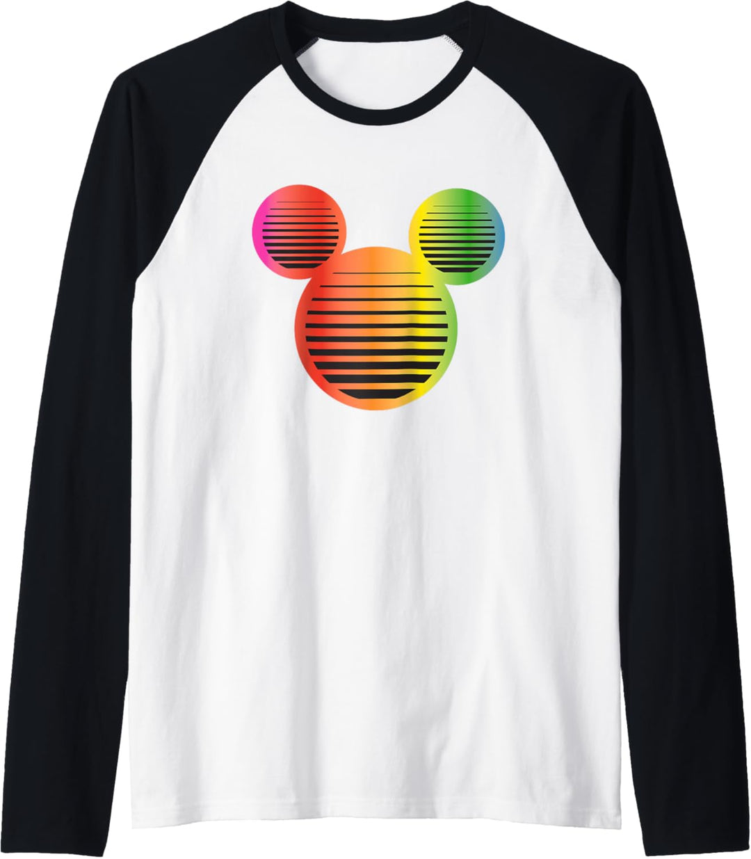 Disney Mickey Mouse Icon Gradient Rainbow Raglan