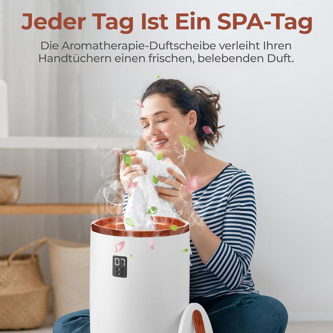 SereneLife Handtuchhalter Braun Holzoptik – Elektrischer Handtuchwärmer für 2 Handtücher Energiespar