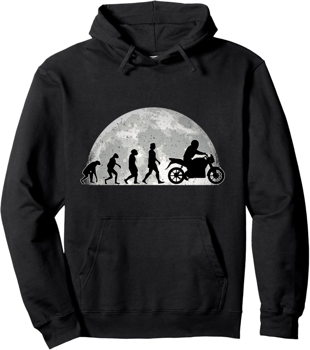 Motorradfahrer Evolution Mond Motorrad Biker Pullover Hoodie