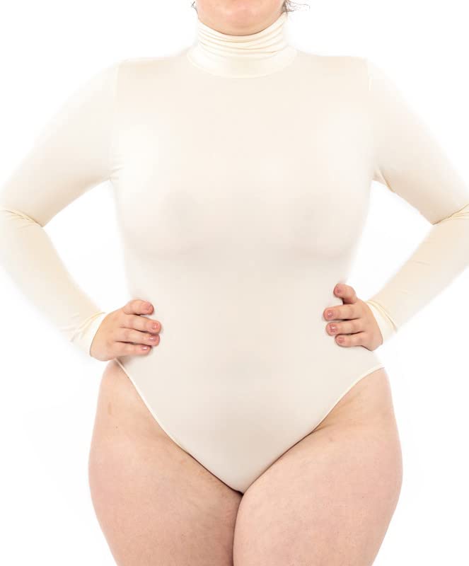 LEELA LAB Langarm Bodysuit mit Rollkragen Damen Grösse Grössen, Verstellbarem Verschluss, Nahtloser