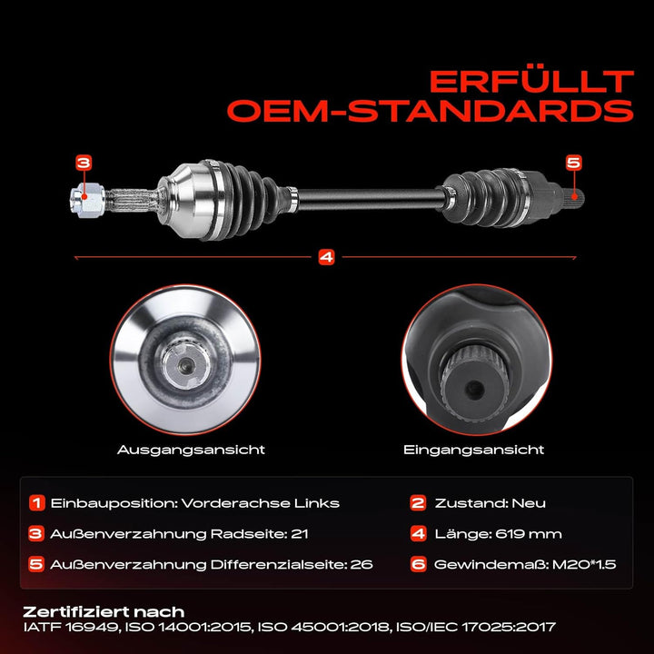 Frankberg Antriebswelle Vorne Links Kompatibel mit C3 I FC, FN 1.1L 1.4L 2002-2010 Replace# 3272EW