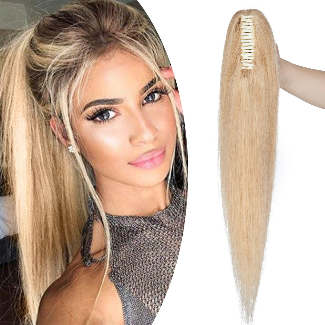 SEGO Ponytail Extension Echthaar mit Klammer Pferdeschwanz Zopf Clip in Haarteil Haarverlängerung 10