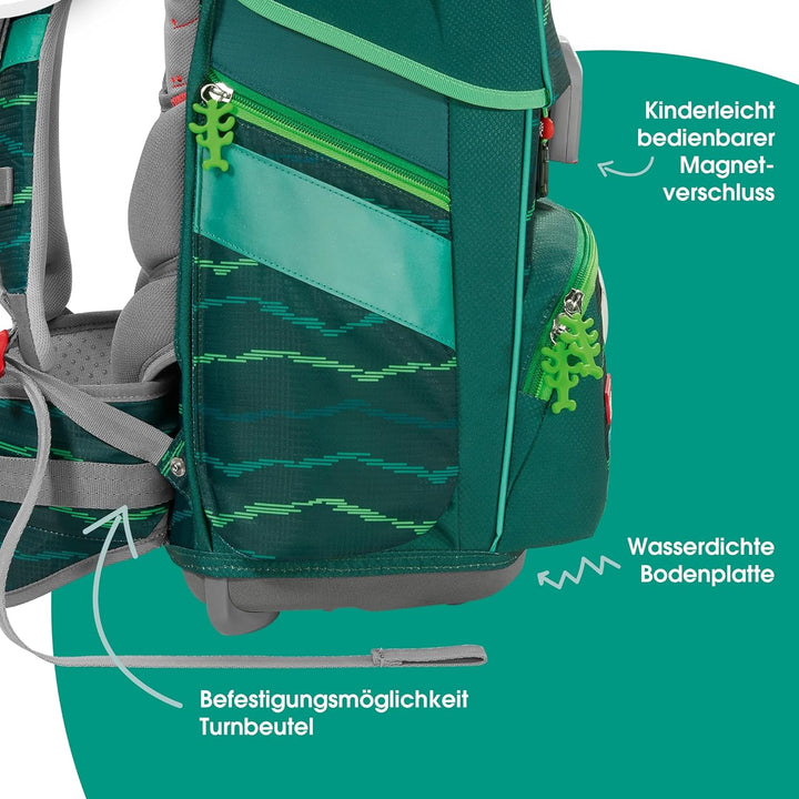 Step by Step Schulranzen-Set SPACE „Soccer Star“ 5-teilig, grün, ergonomischer Tornister mit Reflekt