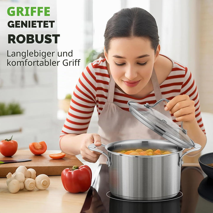 NutriChef Kochtopf Gross, 6L- Ø 35cm, Suppentopf Edelstahl Induktion für Alle Herdarten Geeignet, Ko
