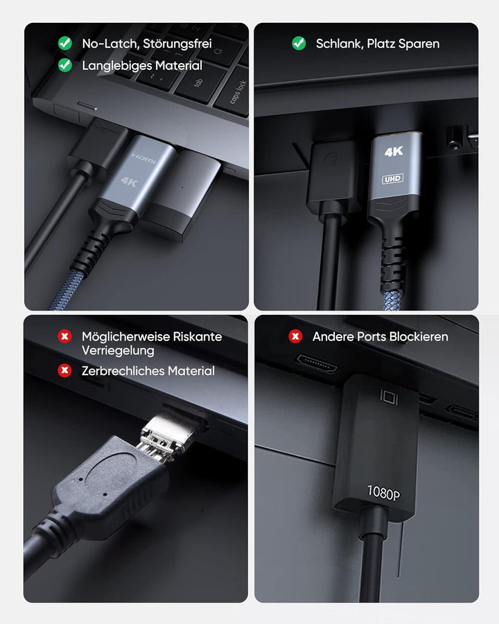 Highwings 4K DisplayPort auf HDMI Kabel 1.8M 2Pack, DP auf HDMI Verbindungskabel Unidirektionaler Ny