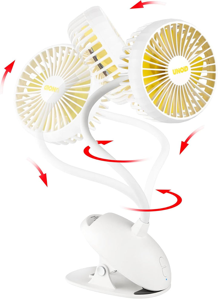 UNOLD 86680 Tischventilator Breezy Clip - mit 3-stufiger Geschwindigkeitsregelung, zum Anbringen an