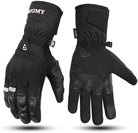 Motorrad Winterhandschuhe 100% wasserdichte Motorradhandschuhe rutschfeste Touchscreen Mod.2 Schwarz