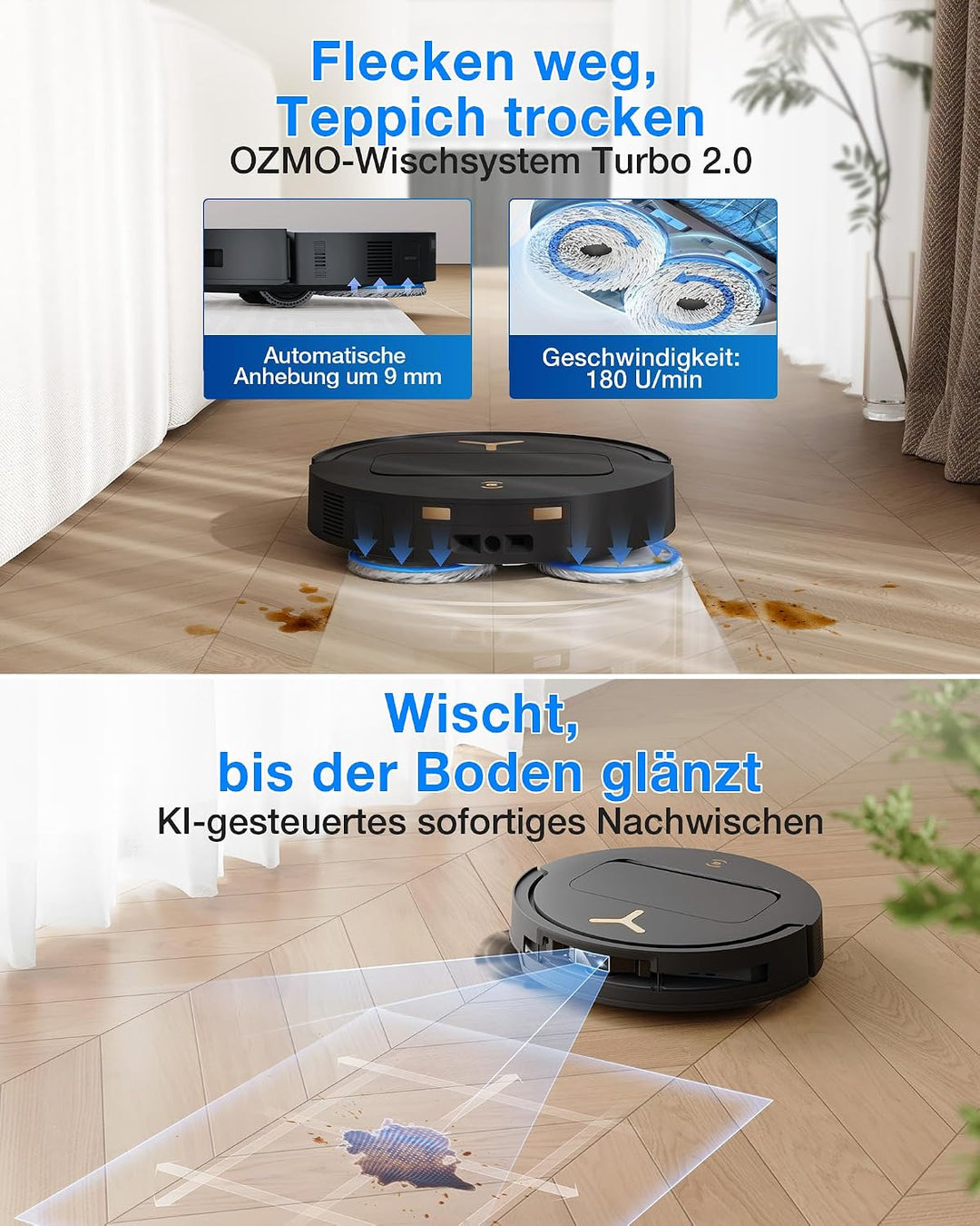 ECOVACS DEEBOT T50 PRO Omni Gen3 Saugroboter mit Wischfunktion, 25.000 Pa, AIVI 3D 3.0, autom. Zugab