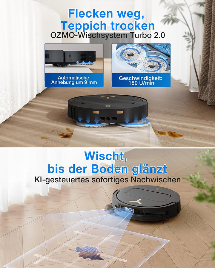ECOVACS DEEBOT T50 PRO Omni Gen3 Saugroboter mit Wischfunktion, 25.000 Pa, AIVI 3D 3.0, autom. Zugab