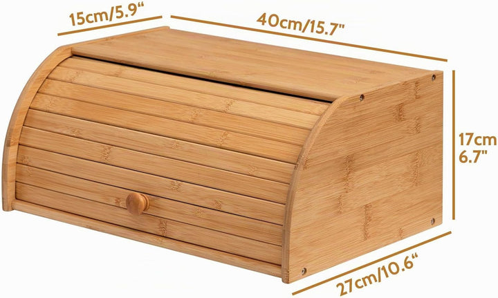 HollyHOME Brotkasten Bambus Gross Natürliche Bambus-Brotkästen für die Küche, Rolltop-Brotaufbewahru