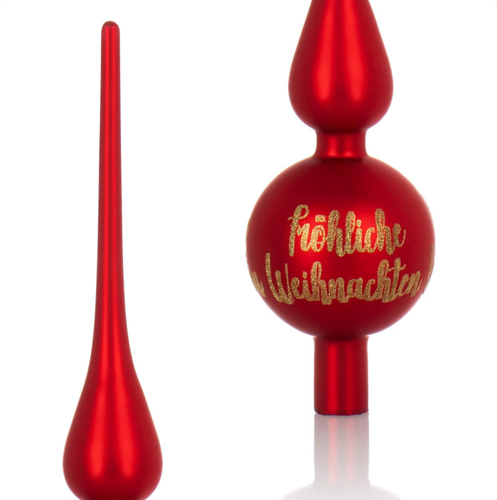 com-four® Weihnachtsbaumspitze mit Schriftzug - Christbaumspitze aus echtem Glas für Weihnachten - T