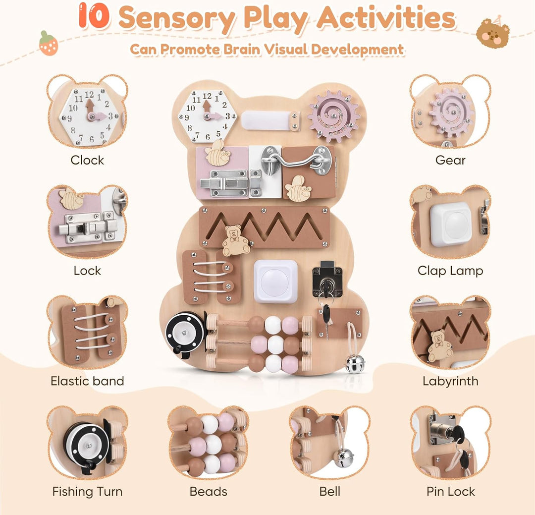 Busy Board für Kleinkinder Montessori Spielzeug 12 in 1 Activity Board Sensorik Spielzeug für 1-6 Ja