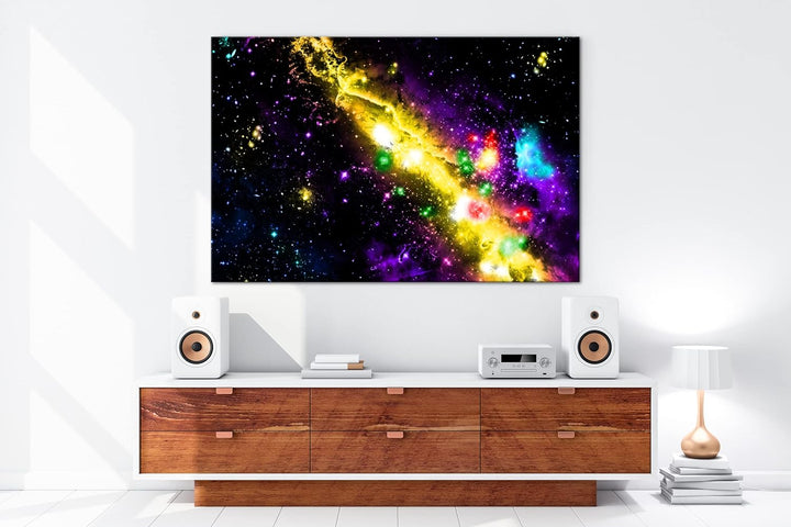 deyoli atemberaubende bunte Galaxie im Format: 80x60 als Leinwandbild, Motiv fertig gerahmt auf Echt