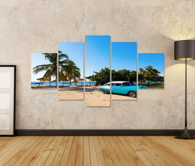 islandburner Bild auf Leinwand Alter Oldtimer Strand Kuba Bilder Wandbilder Poster Leinwand 170x80cm