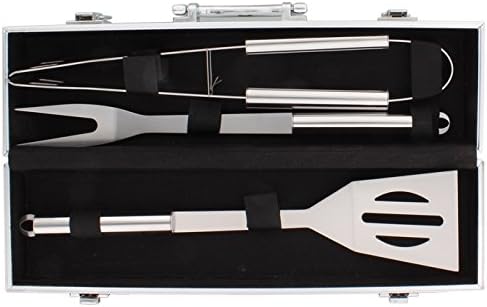 Grill-Besteck-Koffer mit Zubehör - Grill-Zange, Heber, Grill-Gabel - und Ihrer persönlichen Gravur
