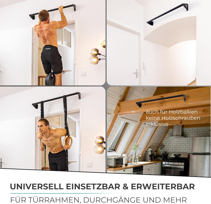 PULLUP & DIP Klimmzugstange zur Wandmontage über Türrahmen – Stabile Reckstange für Home Gym – Ideal