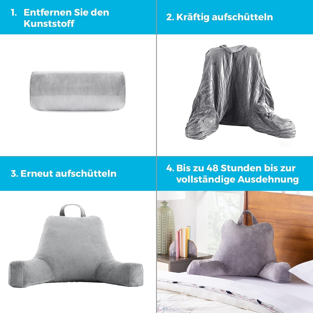 Linenspa Rückenkissen aus zerkleinertem Memory Foam – Lesekissen perfekt zur Rückenstützung beim Ent