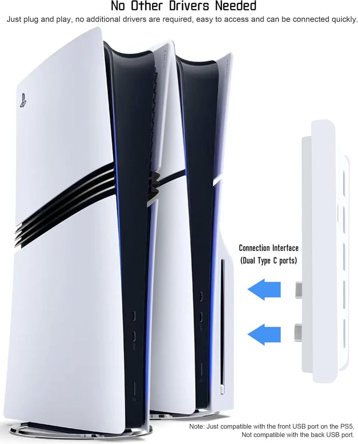 Joso 6 Port USB Hub für PS5 Pro/Slim, USB High-Speed Expansion Hub Ladegerät Splitter Kompatibel mit