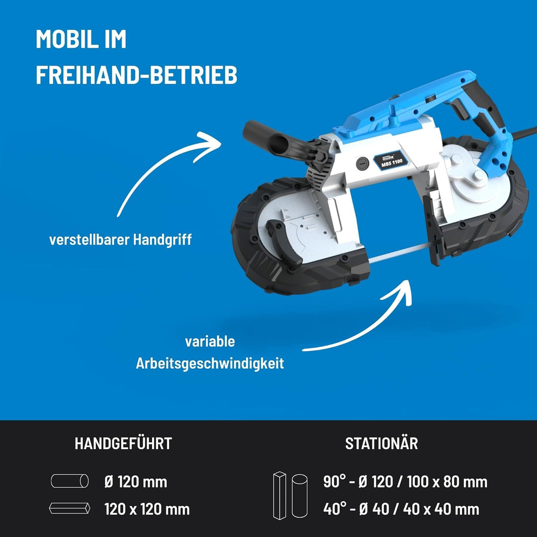 Güde Metallbandsäge MBS 1100 (1100 W, abnehmbarer Arbeitstisch (stationären &amp; mobilen Einsatz), Band