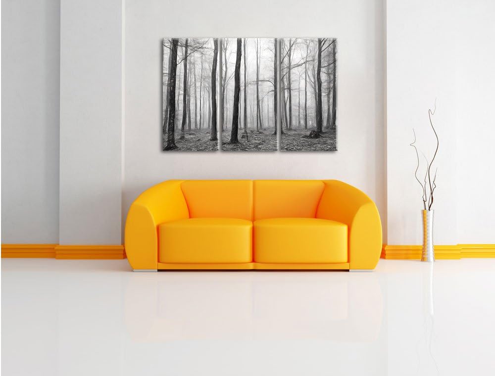 Pixxprint Abstrakter Wald Kunst / 3-Teilig/Gesamtmass 120cm Leinwandbild bespannt auf Holzrahmen/Wan