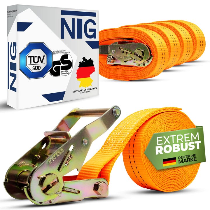 10 STÜCK Spanngurt Zurrgurt 4m 2t (2000 daN, KG) Einteilig 35mm mit Ratsche Ratschengurt TÜV/GS Gepr