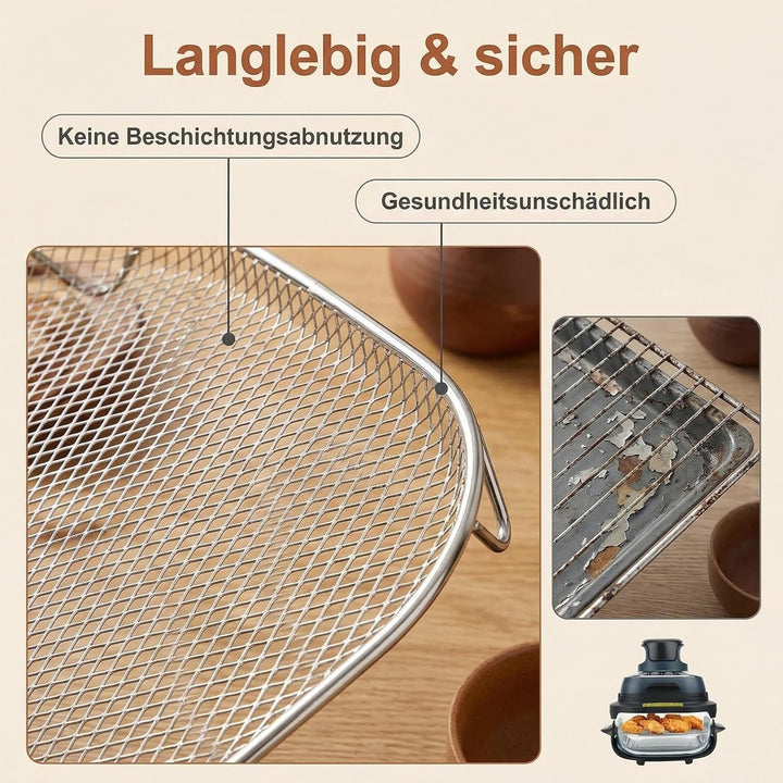 Airfryer Zubehör für Ninja CRISPi Heissluftfritteuse FN101, aus Edelstahl 304 Airfryer Grillrost Ede