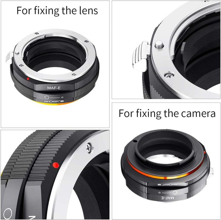 K&F Concept M22105 Minolta(AF)-NEX Hochpräziser Adapterring Objektivadapter Adapter Ring Objektiv Ad