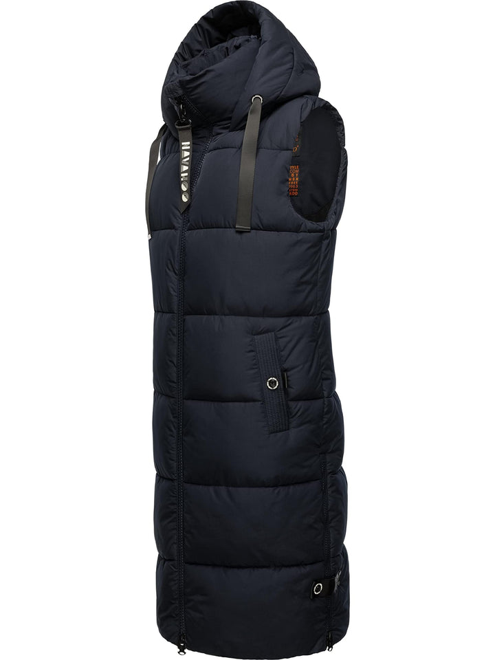 Navahoo Damen ärmellose Lange Outdoorweste warme Winterjacke Schnuffelchen XS-3XL XS Navy, XS Navy