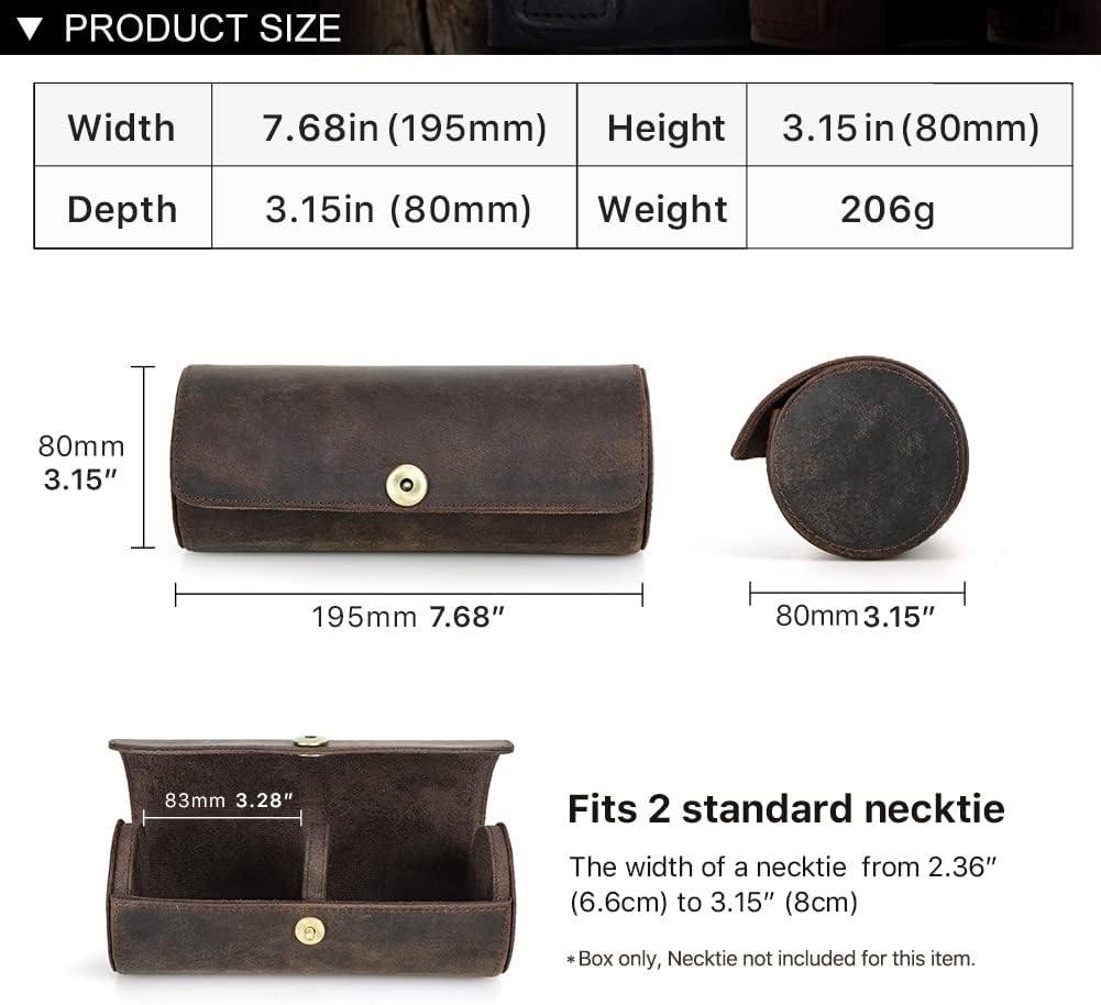 Hiram Tie Storage Organizer Holder Echtes Leder gemacht tragbare Zylinder Krawattenhalter, Krawatten