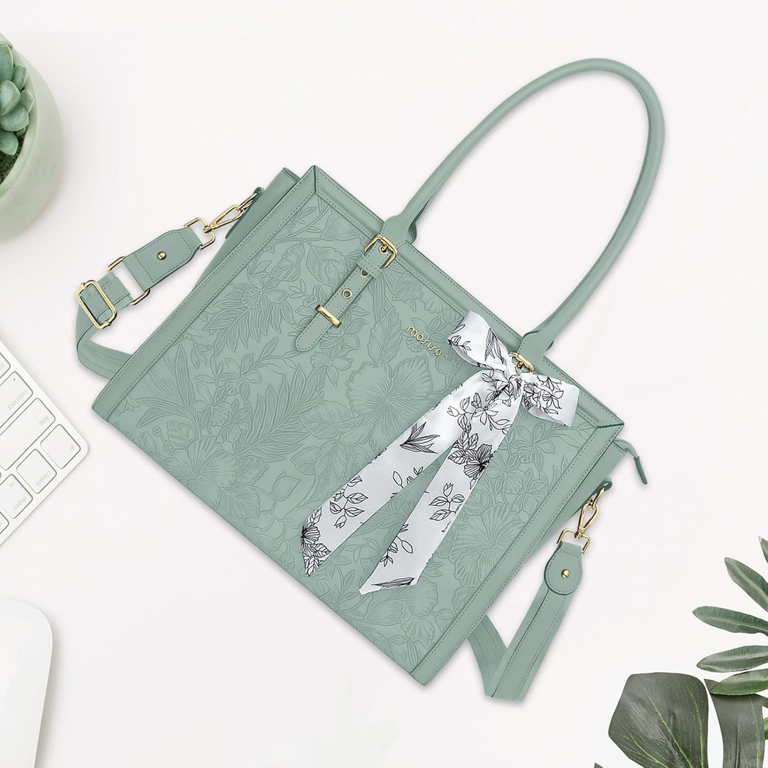 MOSISO Laptop Tasche für Frauen,17,3 Zoll PU Leder Tote Bag Kompatibel mit MacBook,HP,Dell,Asus Note