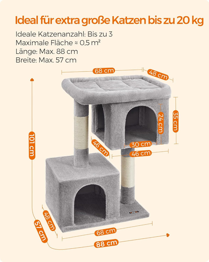 Feandrea Kratzbaum, 101 cm Katzenbaum, XL, Katzenhaus für extra grosse Katzen bis zu 20 kg, grosse P