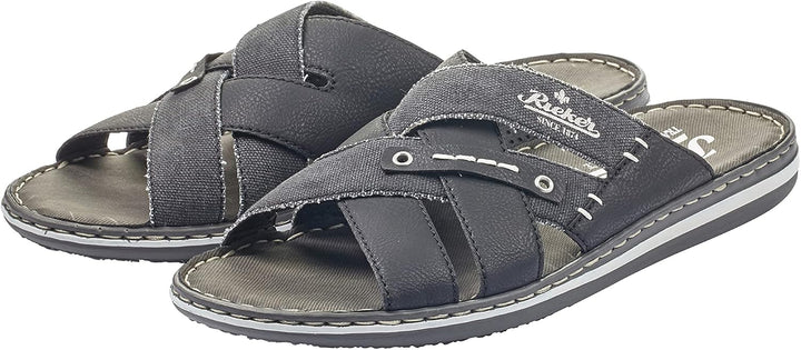 Rieker 25199-43 Herren Pantolette Synthetik grau 42 EU Schwarz 01, 42 EU Schwarz 01