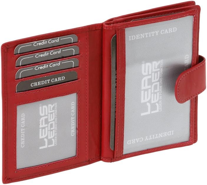 LEAS Ausweis und Kreditkartenmappe Echt-Leder, rot Card-Collection