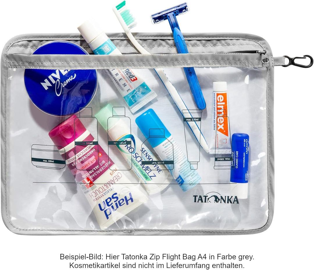 Tatonka Kulturbeutel Zip Flight Bag (A4 / A5 / A6 oder 3er-Set) - Transparente Beutel zur Mitnahme v