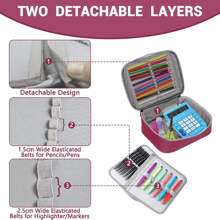 VASCHY Grosse Federmäppchen, Multi Fächer Mäppchen Organizer 72 Stück Etui Schule Federmappe Federta