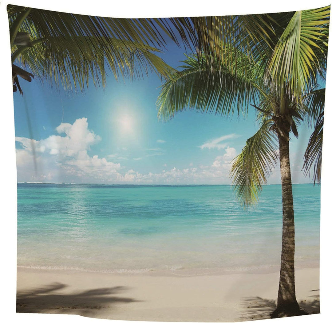 Banemi Wandteppich Natur, Wandtuch XXL 200X200cm Kokospalmen am Strand Wall Decoration für Zimmer Wo