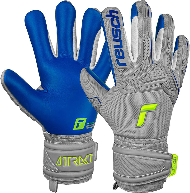 Reusch Herren Attrakt Freegel Unisex Torwarthandschuhe mit Innennaht Schnitt und Grip Silver Belag,