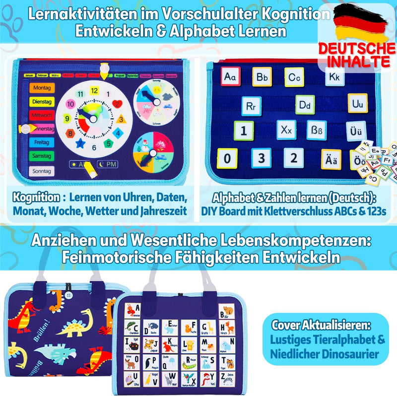 Busy Board Deutsch Montessori Spielzeug ab 1 2 3 4 Jahre, Activity Board Book Kleinkinder Motorikspi