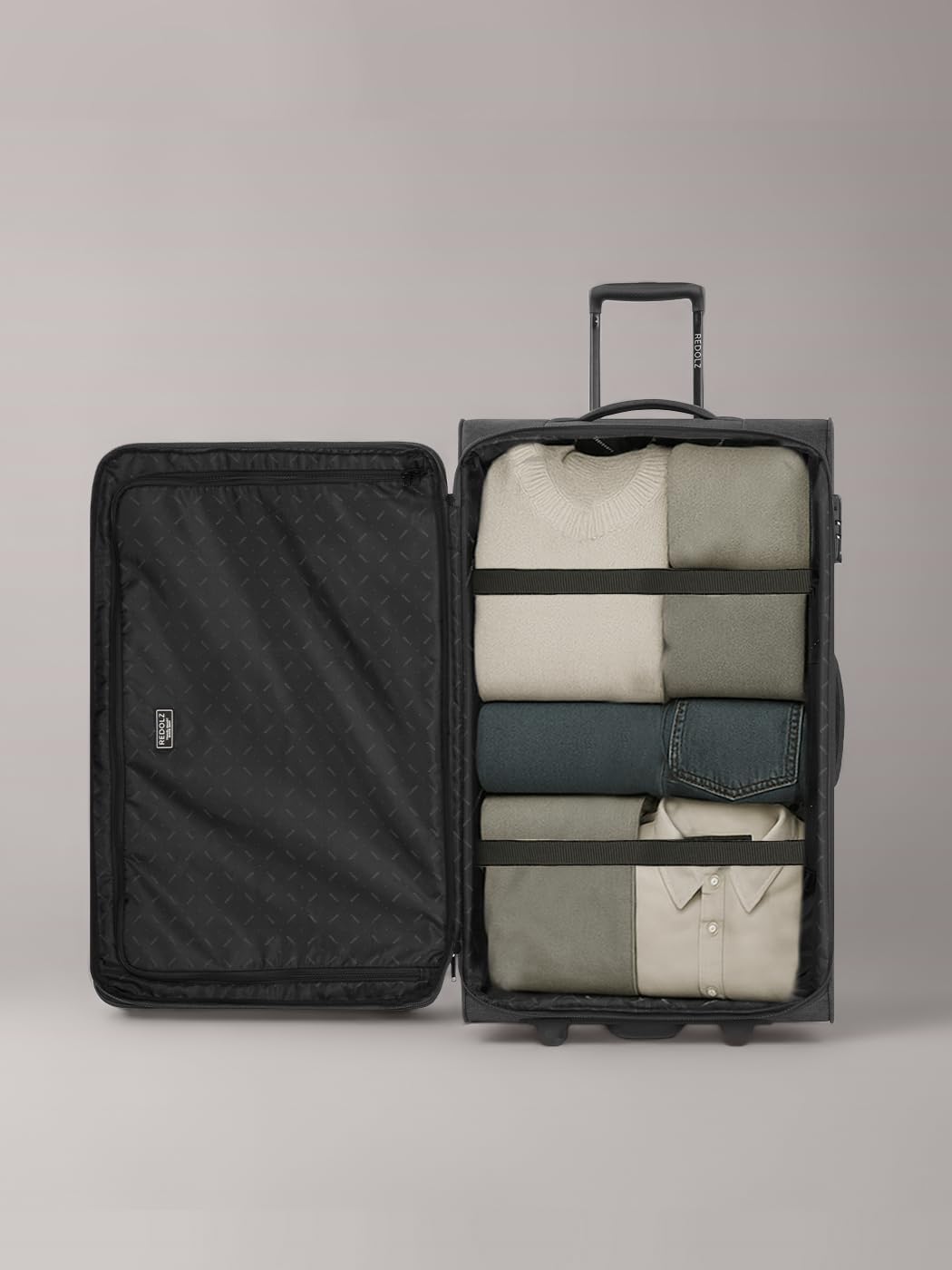 REDOLZ L Check-in Koffer 2-Rollen TSA-Schloss erweiterbar | Weichschale, 78 x 28 x 47 cm, 3,4 kg lei