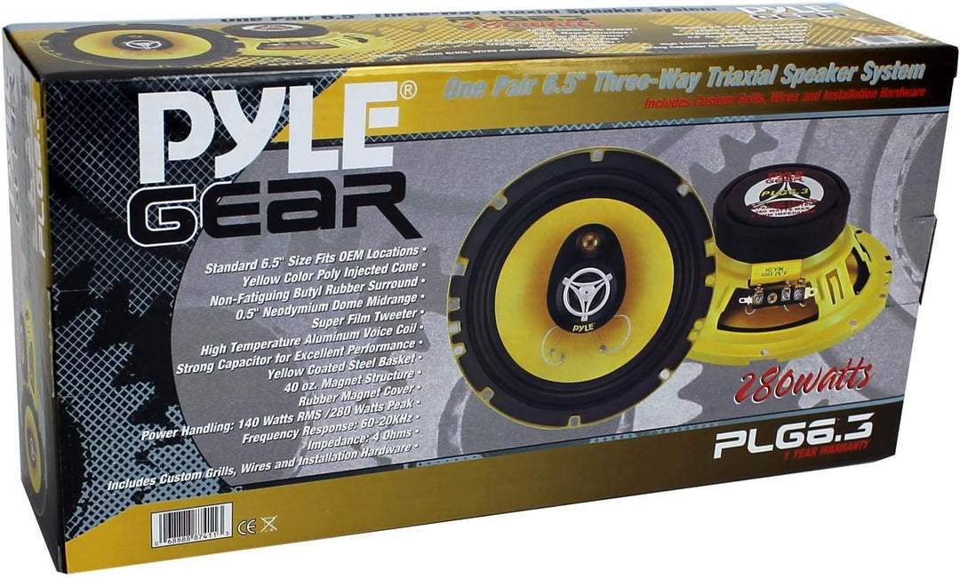 Pyle 3-Weg Lautsprecher (Paar, 280 Watt) 6.5" (165 mm), 3 Wege , 16,5 cm