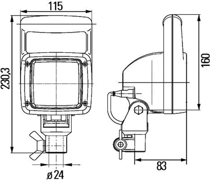 HELLA - Halogen-Arbeitsscheinwerfer - Ultra Beam - 24V - Rohrstutzen/Anbau - Nahfeldausleuchtung - S