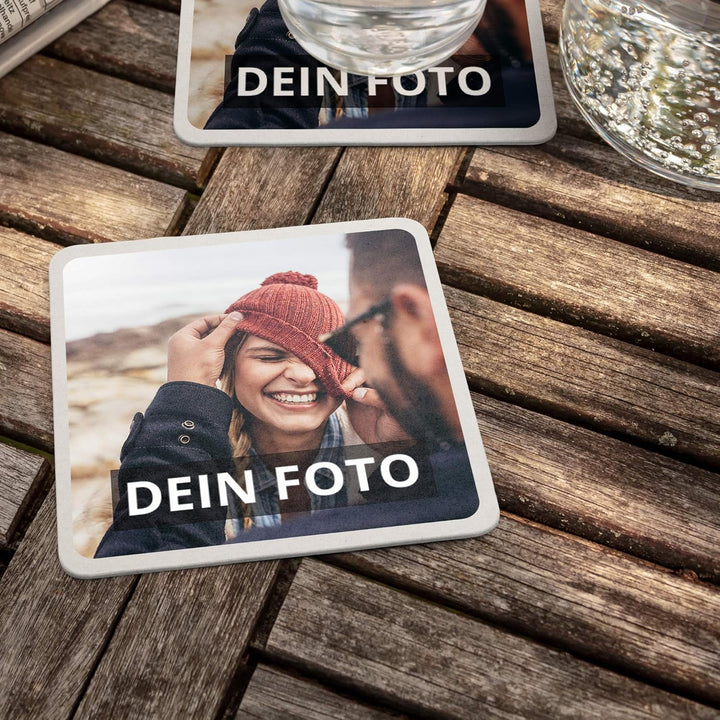 Bierdeckel mit Foto personalisiert - Personalisierbare Bierdeckel Bedrucken (Eckig) (Pappe, 50er Set