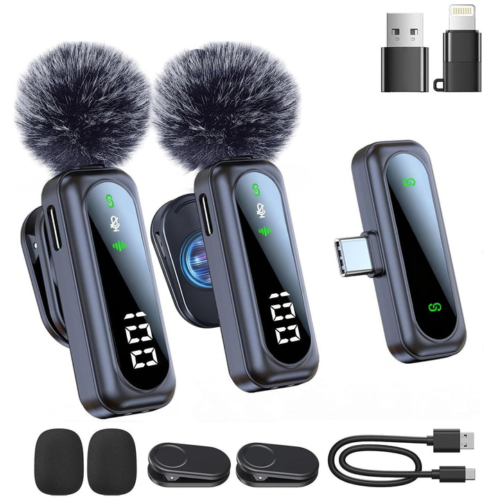 OBEST Mini kabelloses Lavalier Mikrofon für iPhone,iPad und Android,Magnetisches Ansteckmikrofon für