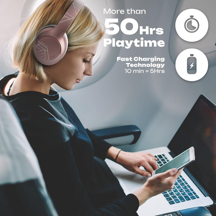 PowerLocus Bluetooth Kopfhörer Over Ear, 50 Std Spielzeit, 4 EQ-Modi, Kopfhörer Kabellos Faltbarer m