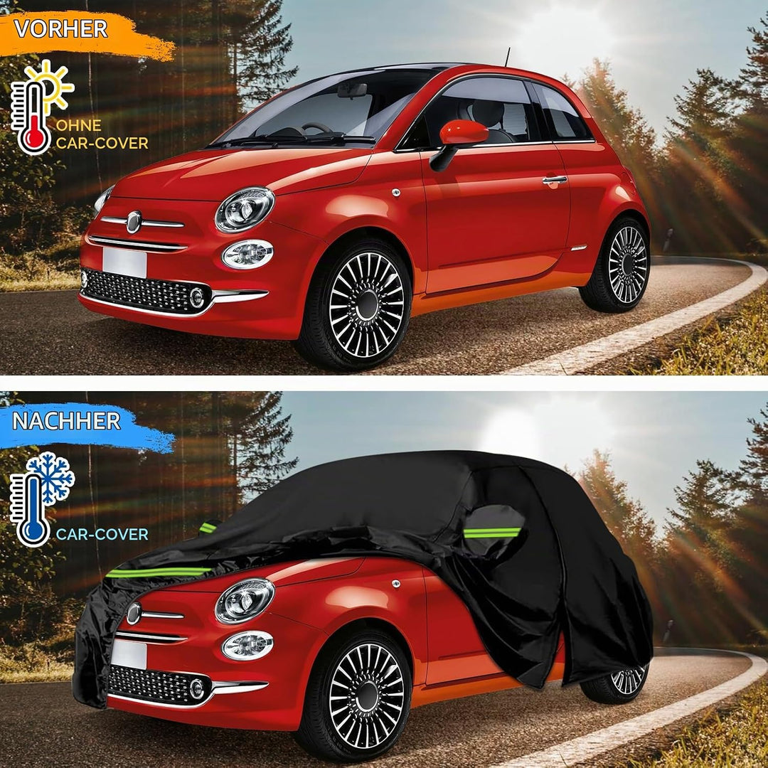Autoabdeckung Wasserdicht Ersatz Kompatibel mit FIAT 500 500C 500E Abarth 500 2007-2024, Auto Vollga