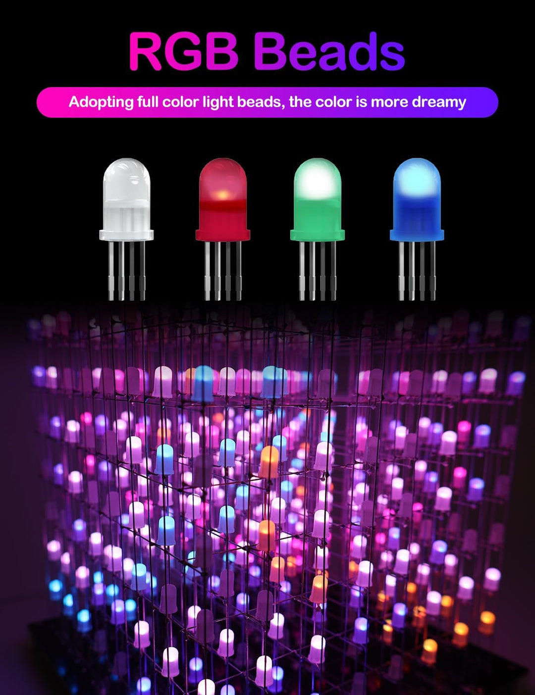 iCubeSmart 3D8RGB-KIT LED-Würfel-Set, DIY-Elektronik-Set, 8 x 8 x 8, LED-Lichtwürfel, DIY-Lötprojekt