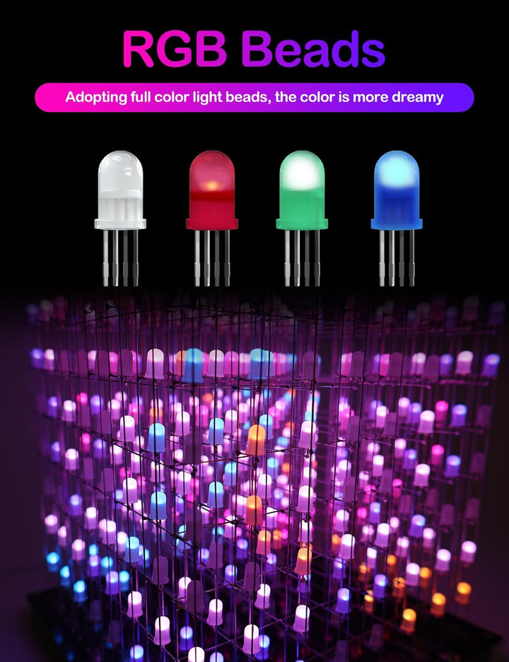 iCubeSmart 3D8RGB-KIT LED-Würfel-Set, DIY-Elektronik-Set, 8 x 8 x 8, LED-Lichtwürfel, DIY-Lötprojekt