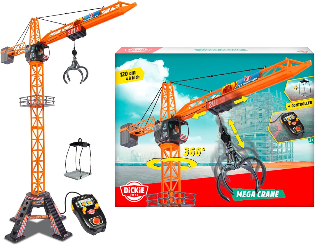 Dickie Toys - Mega Crane (120 cm) – extra grosser Spielkran für Kinder von 3 - 5 Jahren, mit Fernbed
